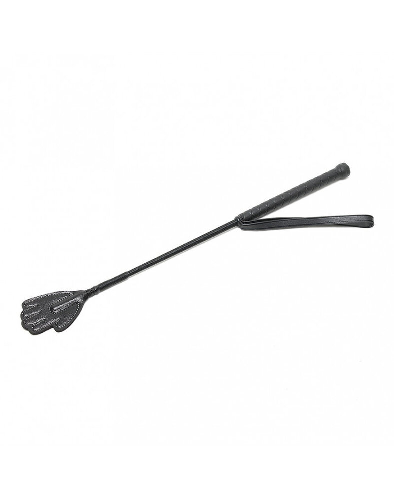 Rimba Bondage Play Lederpeitsche mit Hand | 48 cm, Schwarz