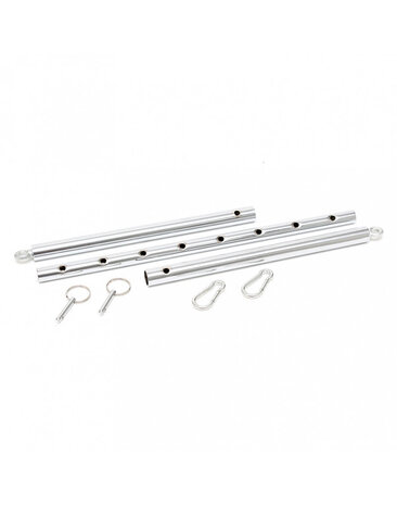 Rimba Bondage Play Verstelbare bondage spreidstang – zilver | Met ringen en karabiners Rimba Bondage Play Verstelbare bondage spreidstang – zilver | Met ringen en karabiners