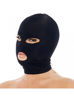 Rimba Bondage Play Hoofdmasker uit elastische stof met ogen en mond open