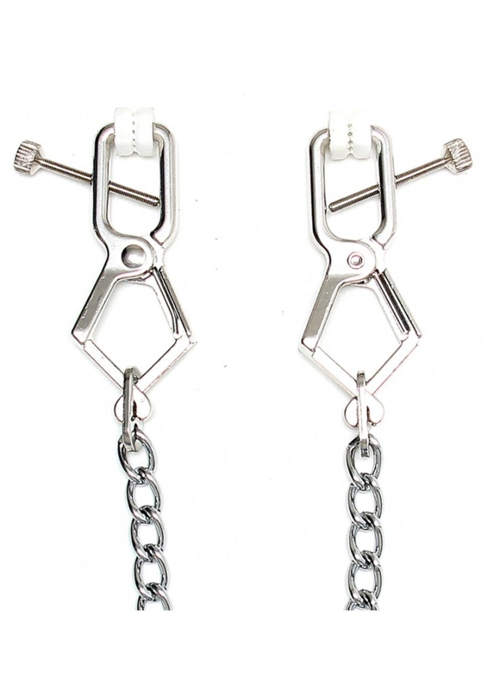 Rimba Bondage Play Nippelklemmen mit Kette – Verstellbar & Silberglänzend