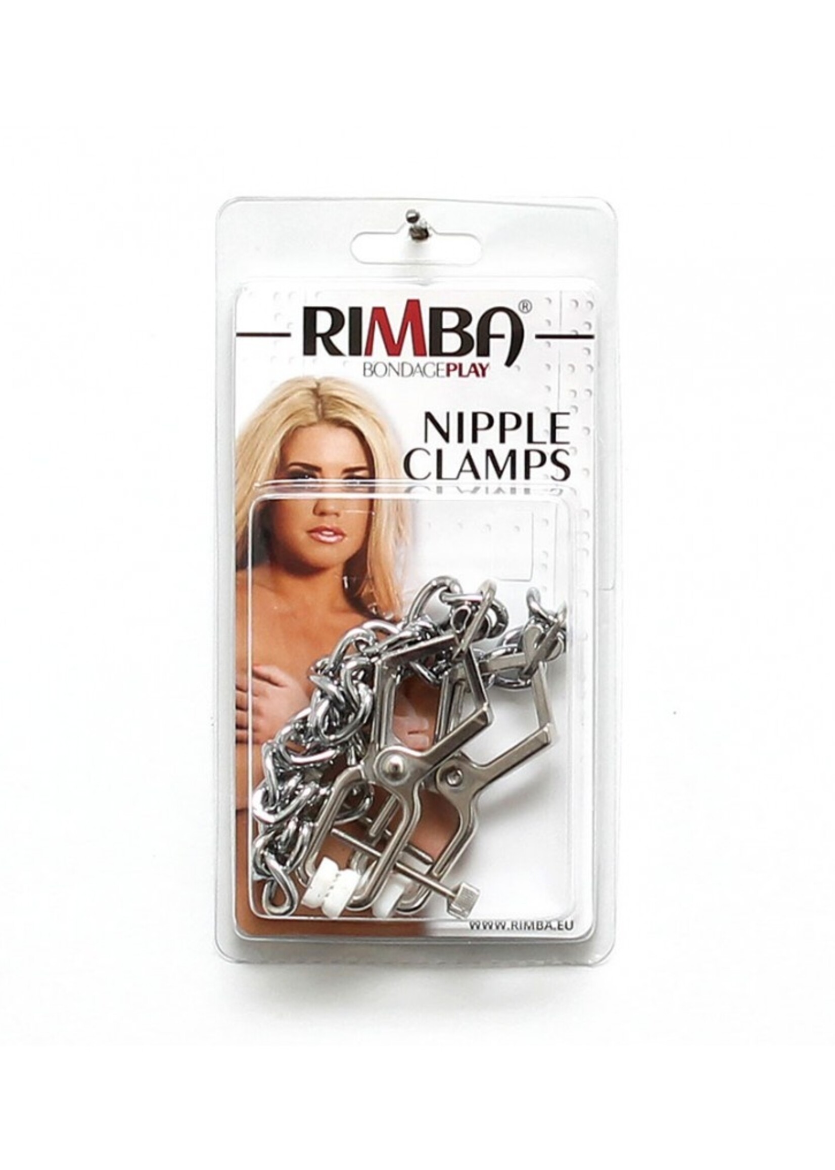 Rimba Bondage Play Tepelklemmen met ketting – Verstelbaar & glanzend zilver