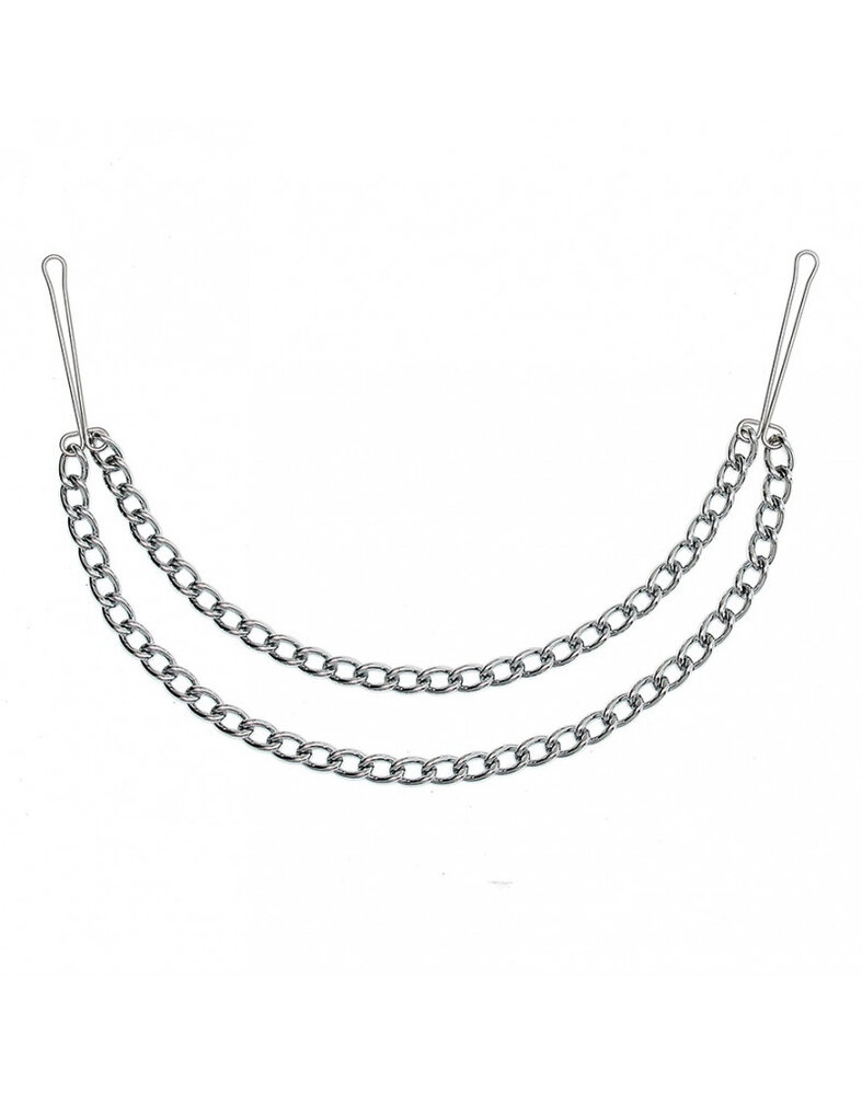 Rimba Bondage Play Pinces de poitrine Rimba – Avec double chaîne en argent Rimba Bondage Play Pinces de poitrine Rimba – Avec double chaîne en argent