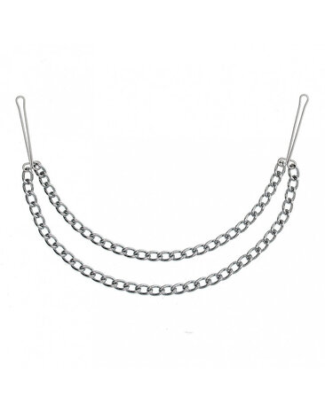 Rimba Bondage Play Pinces de poitrine Rimba – Avec double chaîne en argent Rimba Bondage Play Pinces de poitrine Rimba – Avec double chaîne en argent