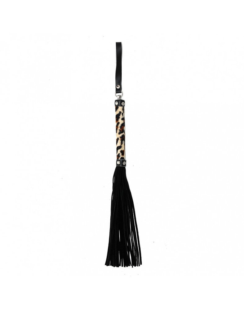 Rimba Bondage Play Rimba Leopard Mini Flogger en cuir - 38 brins | Sauvage & Sensuel