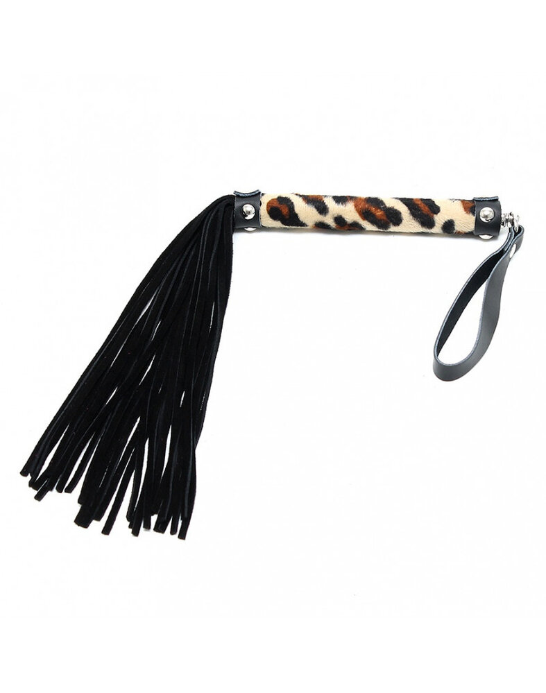 Rimba Bondage Play Leopard Mini Flogger en cuir - 38 brins | Sauvage & Sensuel