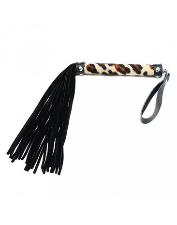 Rimba Bondage Play Rimba Leopard Mini Leather Flogger - 38 Strands | Wild & Sensual