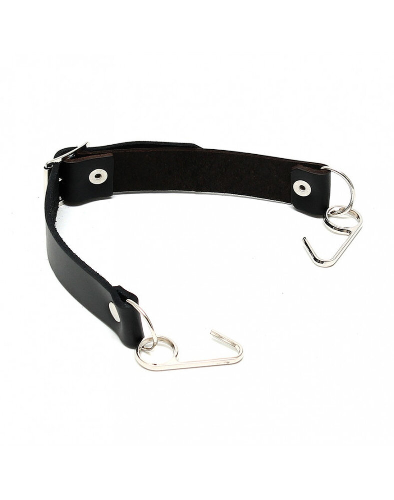 Rimba Bondage Play Mondspreider met lachhaak | Verstelbaar en elegant in zwart en zilver