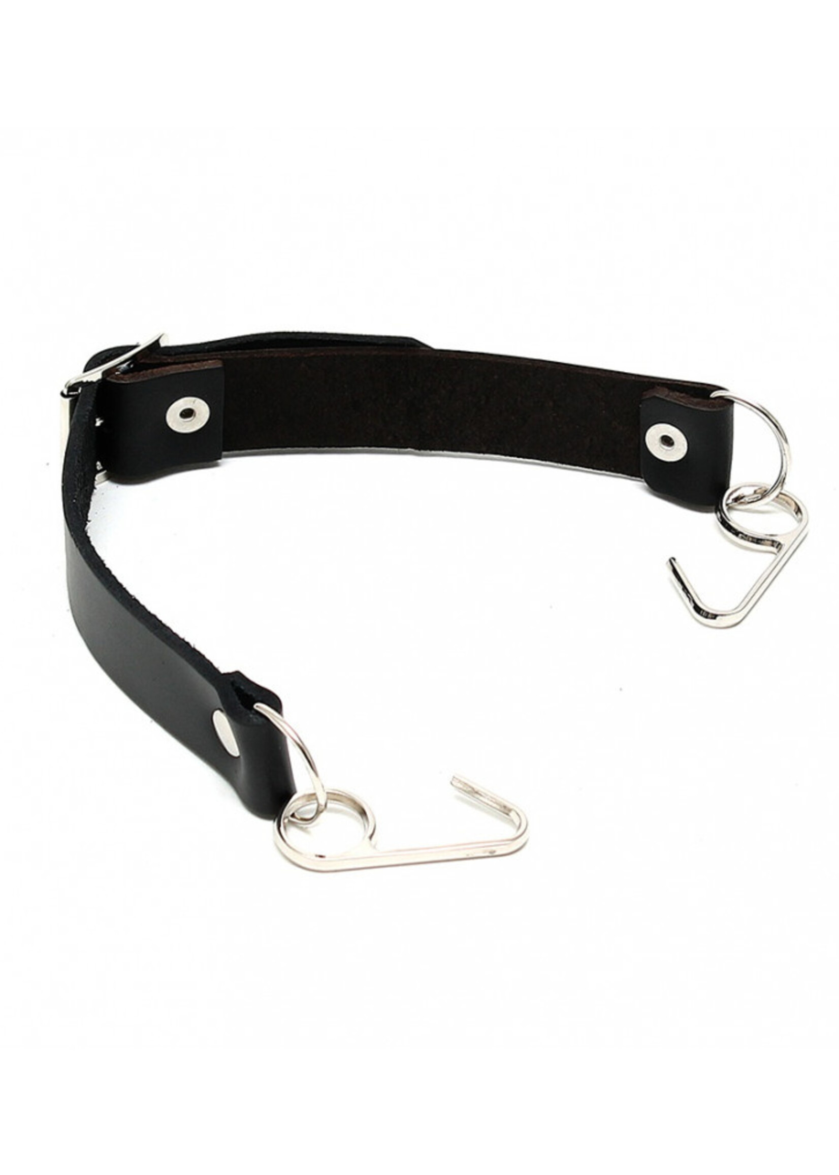 Rimba Bondage Play Mondspreider met lachhaak | Verstelbaar en elegant in zwart en zilver
