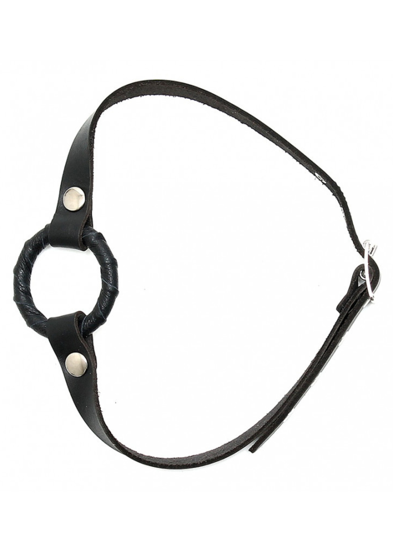 Rimba Bondage Play Mondknevel met O-ring – Verstelbaar en van echt leer | Zwart