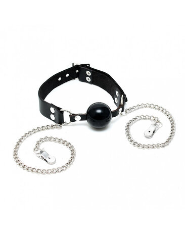 Rimba Bondage Play Mundknebel mit Silikonball & Brustklammern | Schwarz & Verstellbar