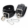 Rimba Bondage Play Menottes en cuir Rimba avec serrure et mousqueton | Ajustable, noir Rimba Bondage Play Menottes en cuir Rimba avec serrure et mousqueton | Ajustable, noir