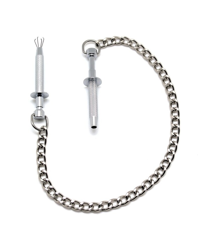 Rimba Bondage Play Pinces à seins Rimba avec chaîne – Argent, 8 cm | Sensualité sado-maso Rimba Bondage Play Pinces à seins Rimba avec chaîne – Argent, 8 cm | Sensualité sado-maso