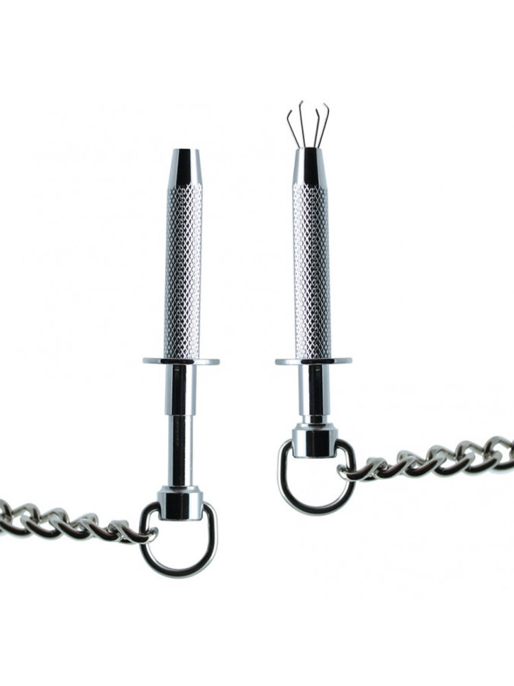 Rimba Bondage Play Brustklammern mit Kette – Silber, 8 cm | BDSM Sinneslust