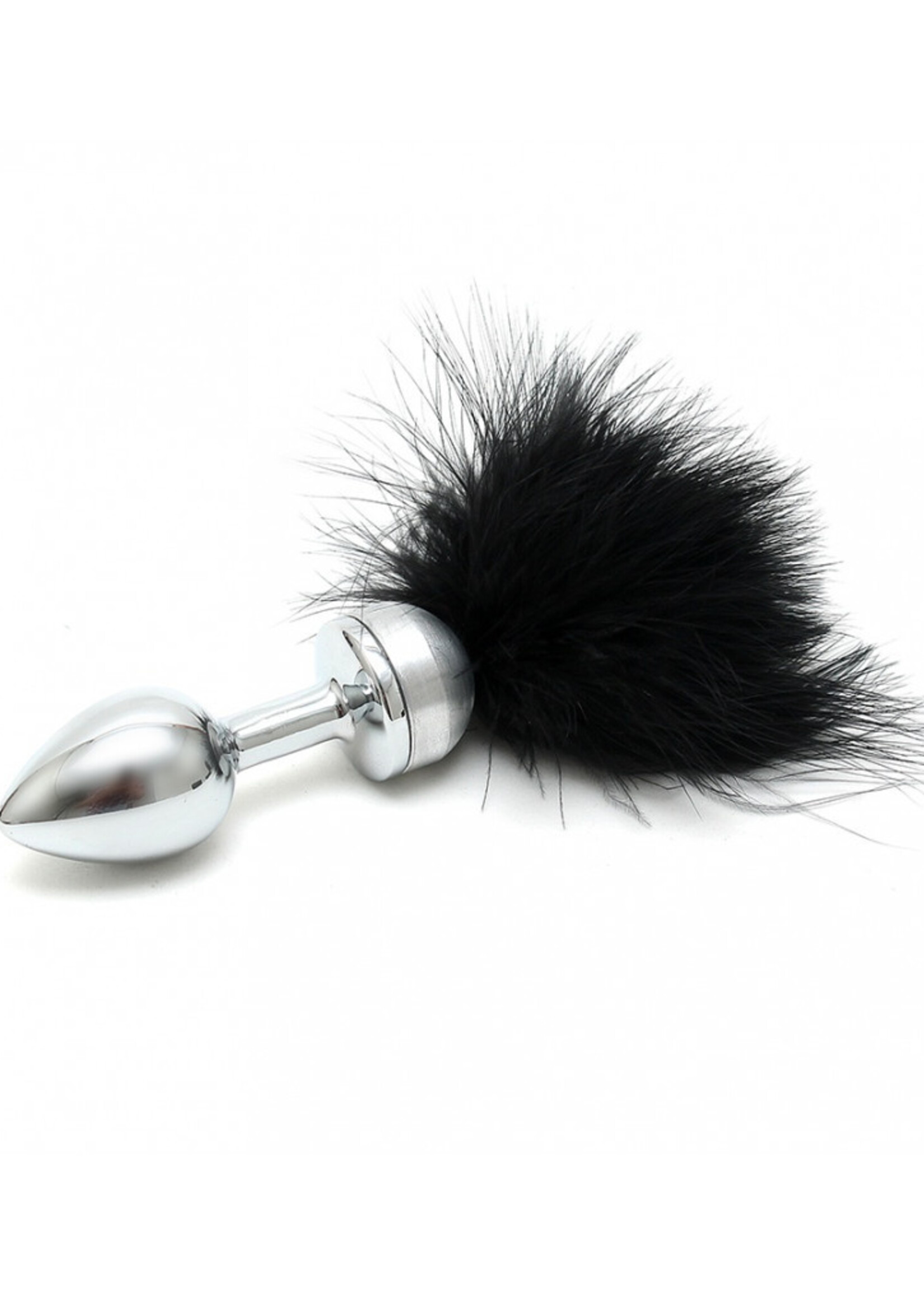 Rimba Bondage Play Plug anal à plumes en métal Rimba – Petit, noir ou rose