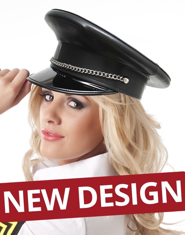 Rimba Bondage Play Polizei-Mütze – PU-Leder | Kinky Accessoire in 2 Größen