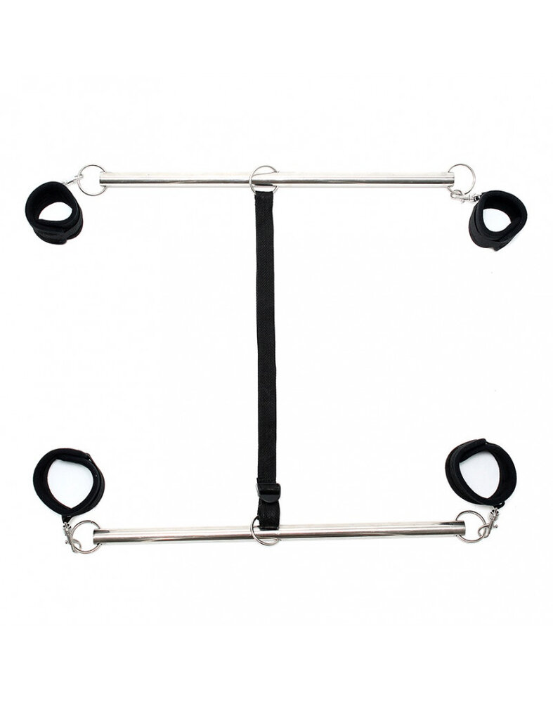 Rimba Bondage Play Double Spreader Bar mit Handfessel– Verstellbar & Verführerisch Rimba Bondage Play Double Spreader Bar mit Handfessel– Verstellbar & Verführerisch