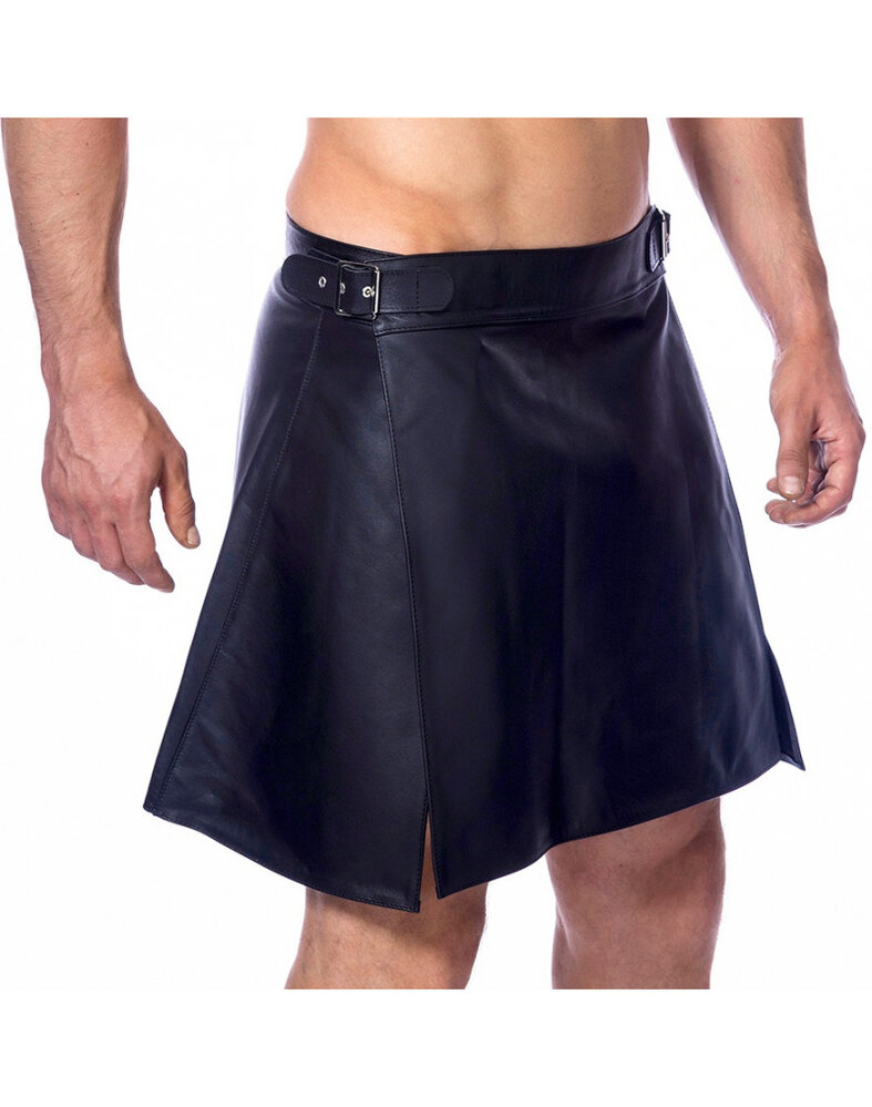 Rimba Bondage Play Rimba Men's Leather Skirt - Black | Seductive & Masculine
