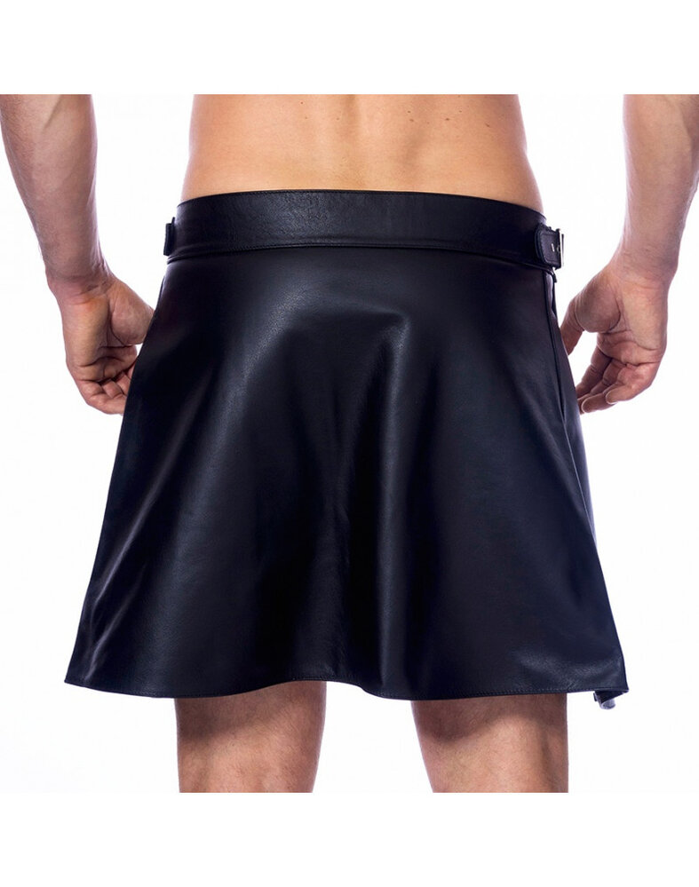 Rimba Bondage Play Rimba Men's Leather Skirt - Black | Seductive & Masculine