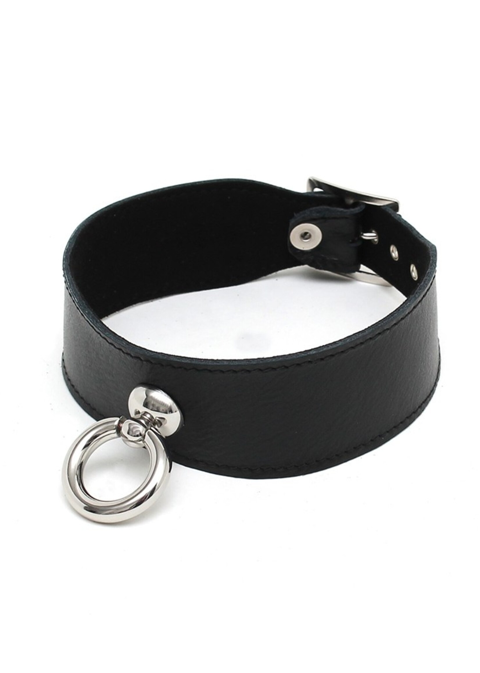 Rimba Bondage Play Leren halsband met grote O-ring – Verstelbaar & Elegant