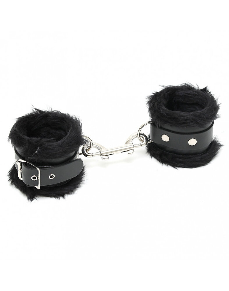 Rimba Bondage Play Luxe Leder-Handschellen mit Fell – Verstellbar & Extra Weich