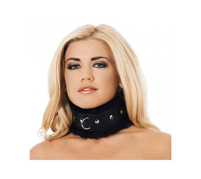 Rimba Bondage Play Padded collar with fur - Black Rimba Bondage Play Padded collar with fur - Black