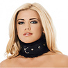 Rimba Bondage Play Bondagehalsband – echt leer met bontvoering | Verstelbaar in 6 posities