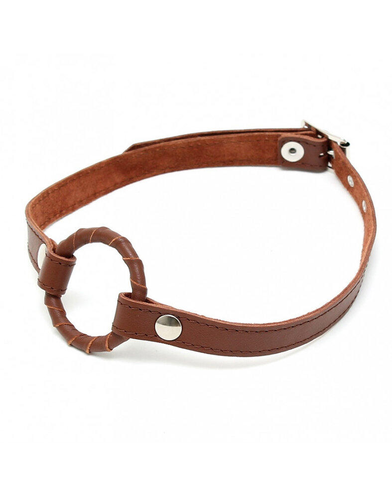 Rimba Bondage Play Mundknebel mit O-Ring aus braunem Leder