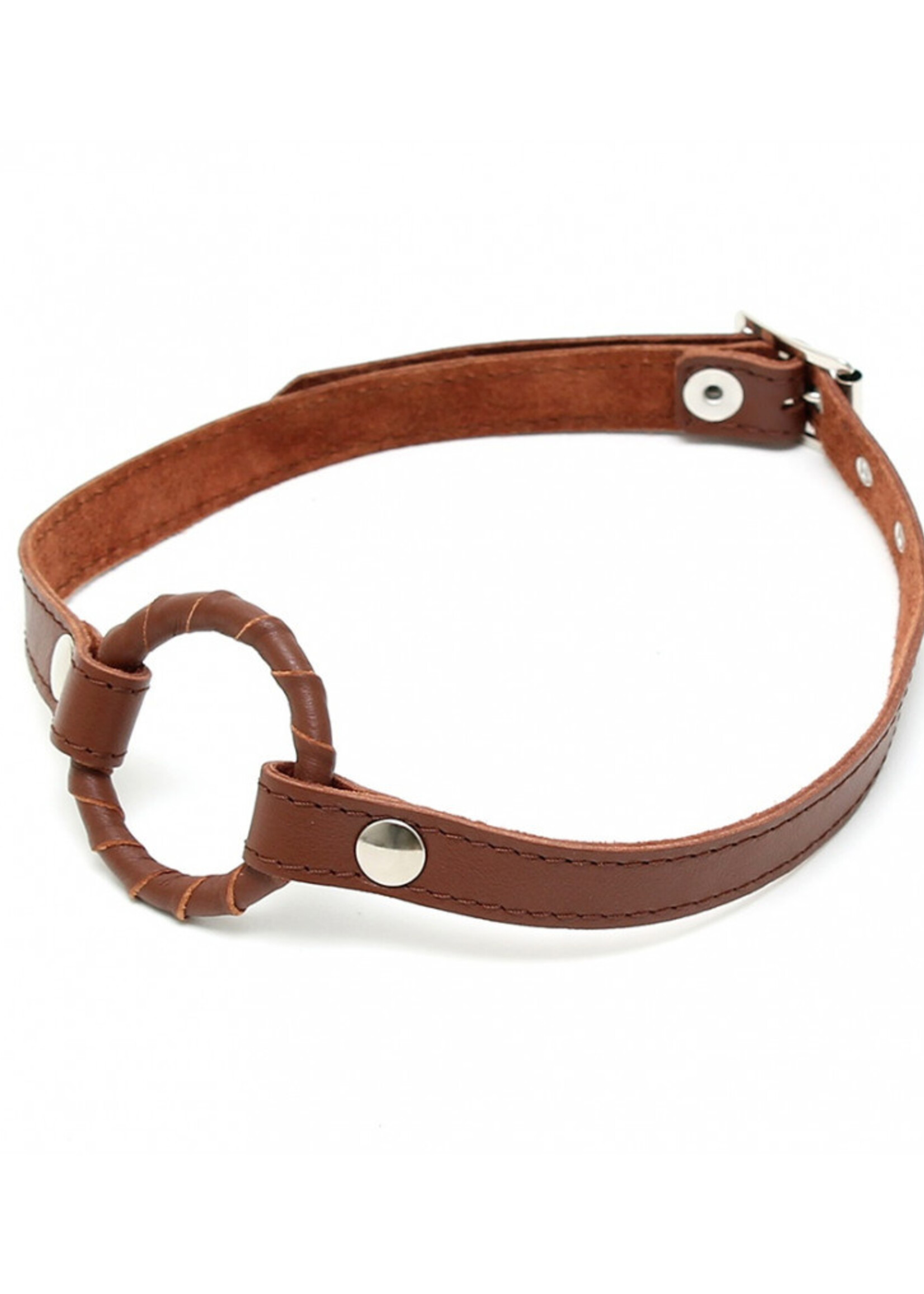 Rimba Bondage Play bâillon avec joint torique en cuir marron