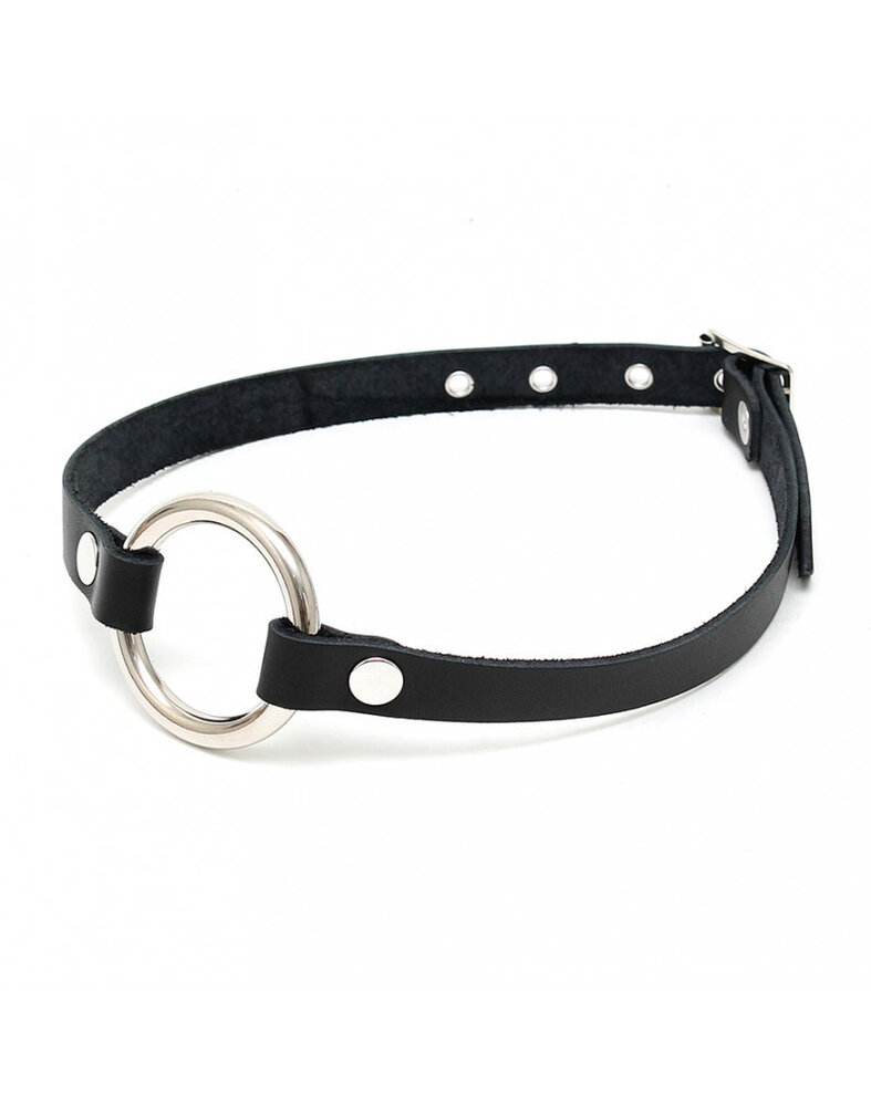 Rimba Bondage Play Mundknebel mit O-Ring – Verstellbar | Leder & Metall - Schwarz