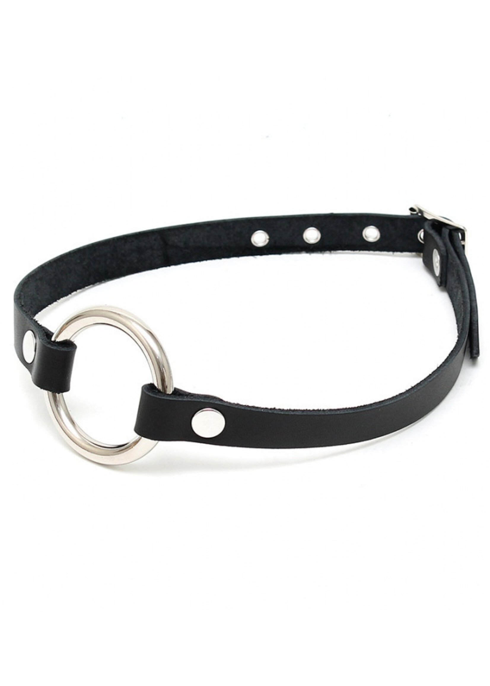 Rimba Bondage Play Bâillon buccal Rimba avec joint torique – réglable | Cuir & Métal - Noir