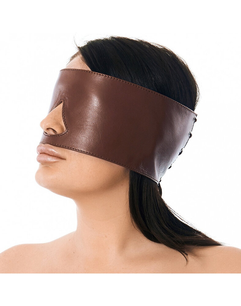 Rimba Bondage Play Masque pour les yeux Rimba en cuir nappa marron – avec découpe pour le nez et laçage Rimba Bondage Play Masque pour les yeux Rimba en cuir nappa marron – avec découpe pour le nez et laçage