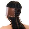 Rimba Bondage Play Oogmasker van bruin nappaleer – met uitsparing voor de neus en vetersluiting.