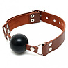 Rimba Bondage Play Leder-Mundknebel mit Ball – Verstellbar | Braun