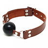 Rimba Bondage Play Leder-Mundknebel mit Ball – Verstellbar | Braun