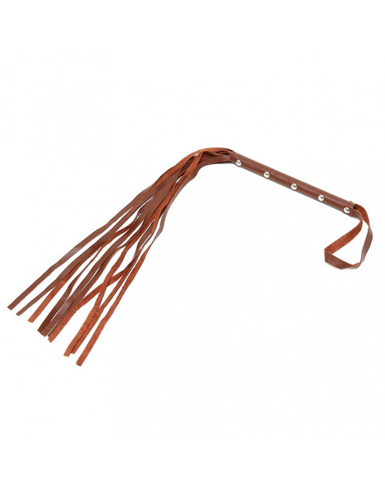 Rimba Bondage Play Echte leren zweep – 62 cm | 10 strengen van bruin nappaleer Rimba Bondage Play Echte leren zweep – 62 cm | 10 strengen van bruin nappaleer
