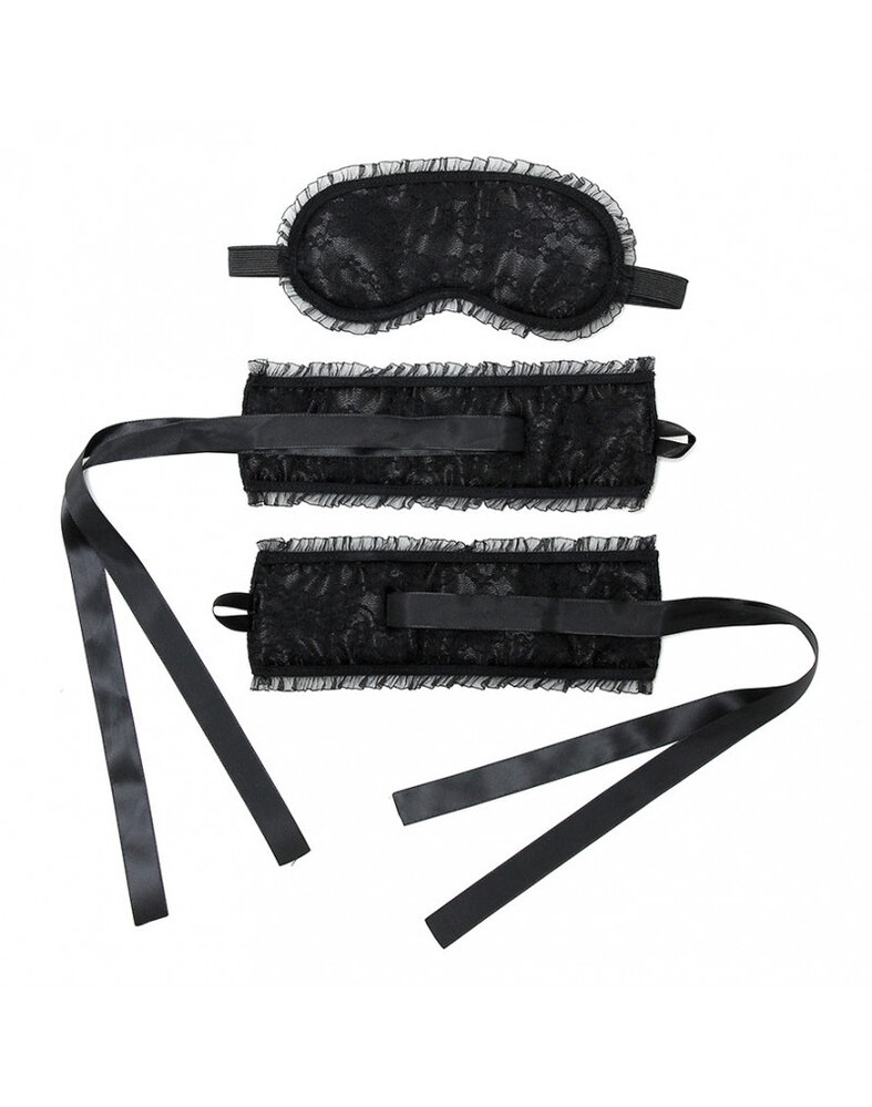 Rimba Bondage Play Bondage set van satijn – Handboeien & Masker | Burlesque look Rimba Bondage Play Bondage set van satijn – Handboeien & Masker | Burlesque look