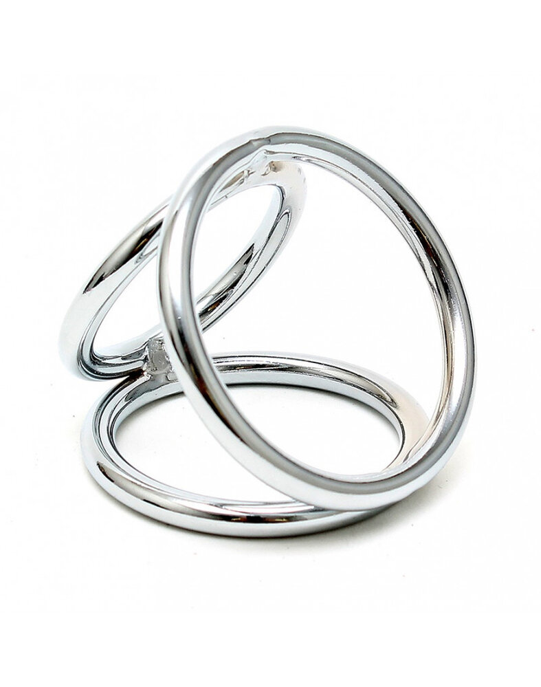 Rimba Bondage Play Driehoekige penis- en ballenring – Metaalachtig genot in de driehoek