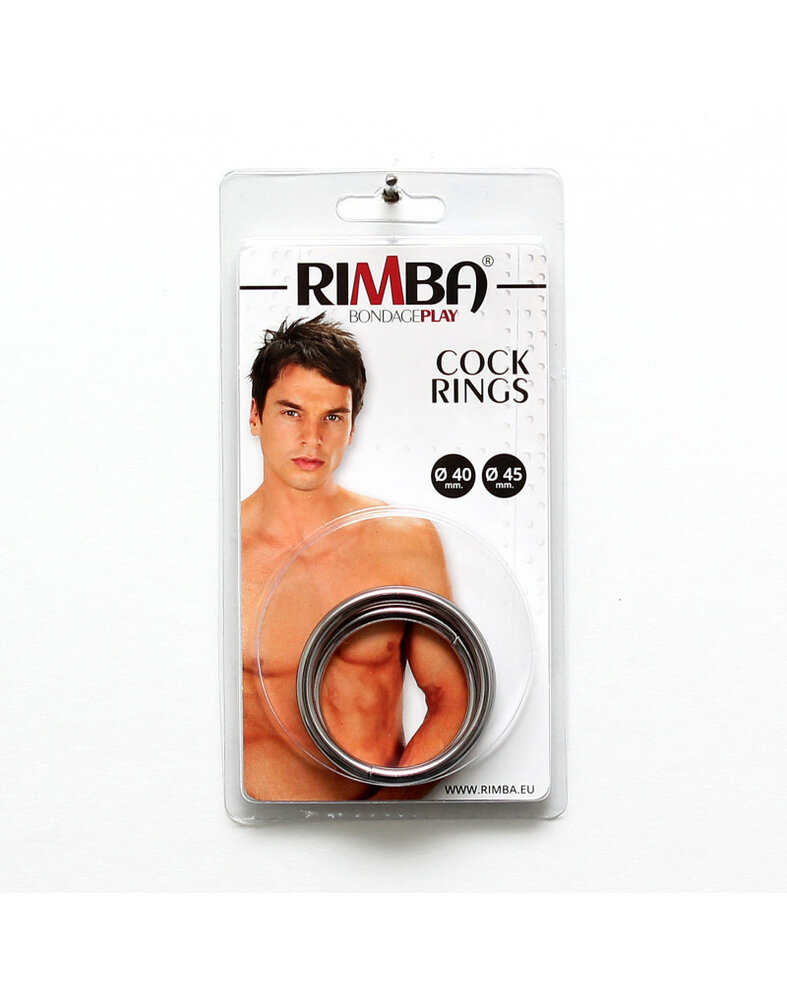 Rimba Bondage Play Cockring Set – 2-teilig | Verchromter Stahl, 6 Größen