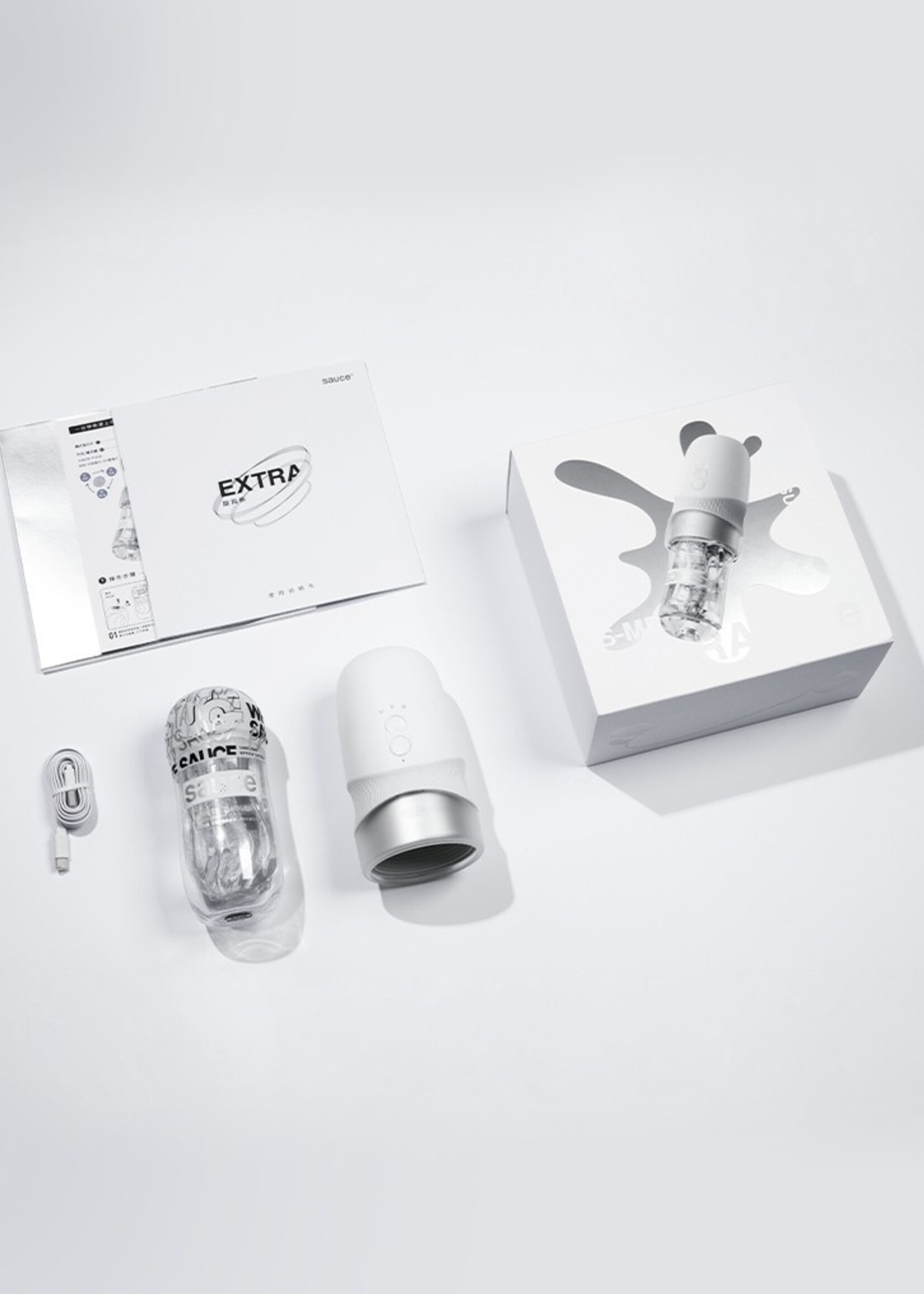 Sauce Extra Sauce - Masturbateur électronique avec coupe de sauce blanche - Blanc