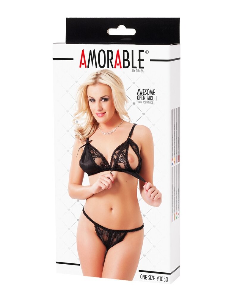 Amorable by Rimba Soutien-gorge Ouvert avec Slip - Talle unique - Noir