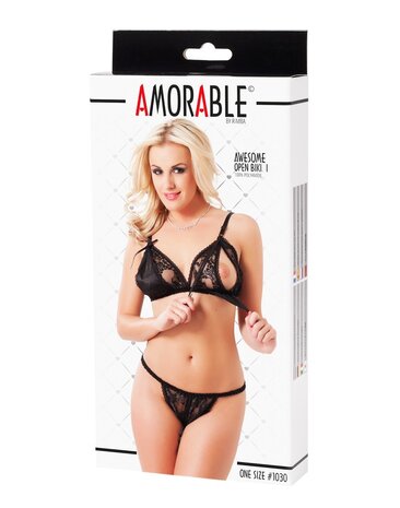 Amorable by Rimba Open bh met slipje - One Size - Zwart