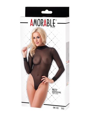 Amorable by Rimba Transparante body stocking - One Size - Zwart