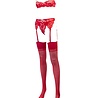 Amorable by Rimba Soutien-Gorge 1/2 tasse avec string, bretelles et bas - Rouge