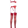 Amorable by Rimba Soutien-Gorge 1/2 tasse avec string, bretelles et bas - Rouge