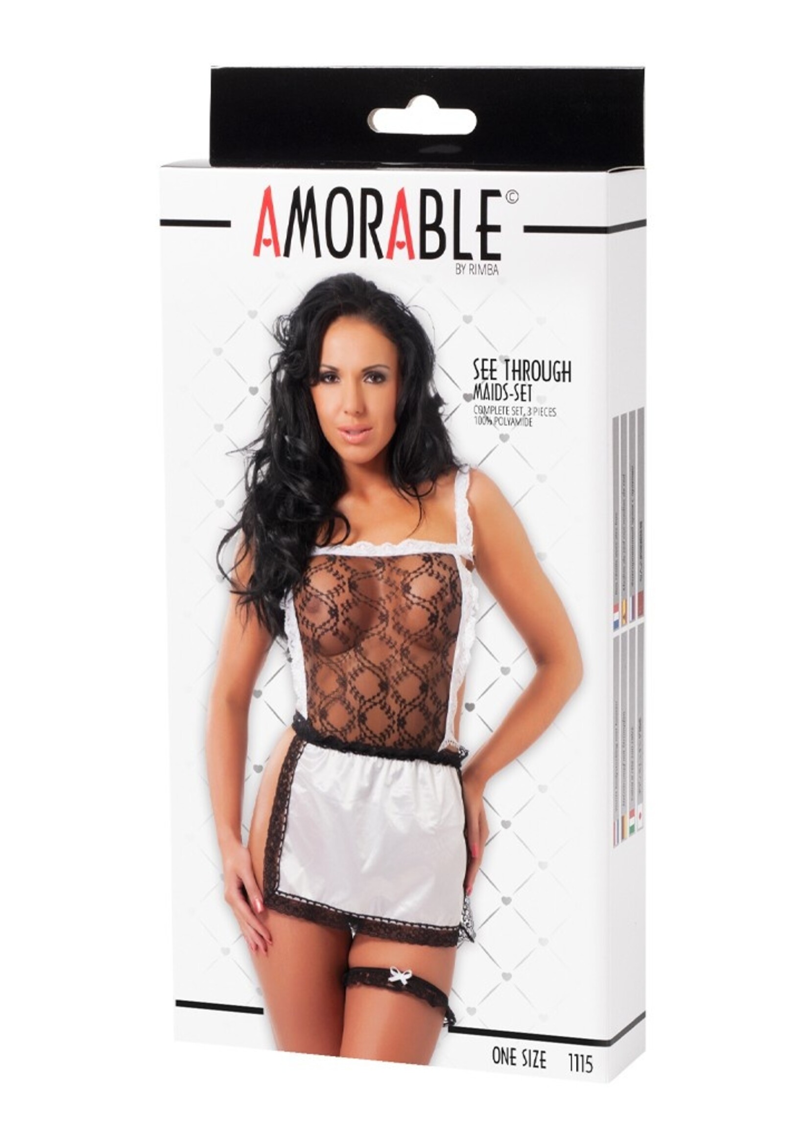 Amorable by Rimba Serveesteruniform (3-delig) - Eén maat - Zwart/Wit