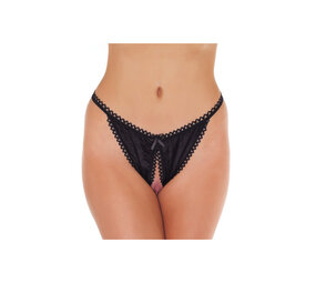 Amorable by Rimba Open Tanga - One Size - Zwart / Rood