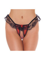 Amorable by Rimba String Ouvert - Talle unique - Noir / Rouge