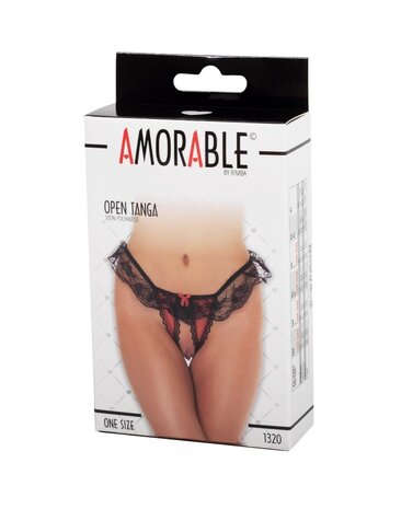 Amorable by Rimba Amorable by Rimba - Offener String - One Size - Schwarz / Rot Amorable by Rimba Amorable by Rimba - Offener String - One Size - Schwarz / Rot