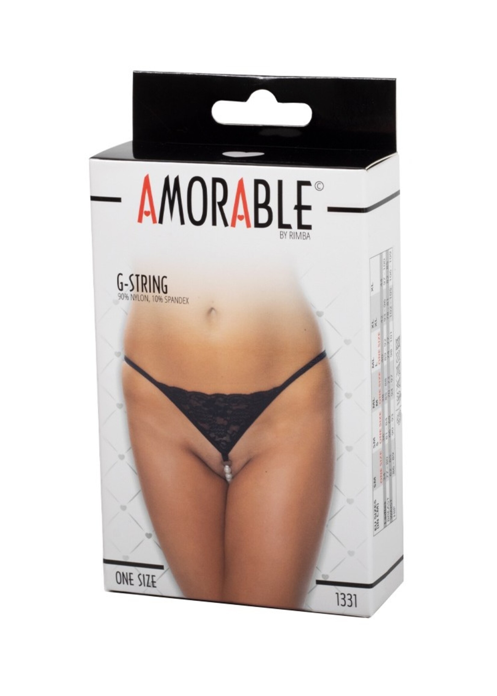 Amorable by Rimba String avec perles - Talle unique - Noir