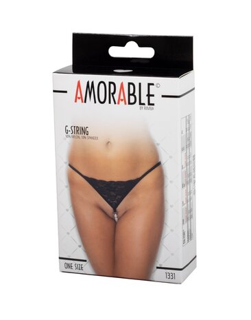 Amorable by Rimba Amorable by Rimba - G-string with pearls - One Size - Black Amorable by Rimba Amorable by Rimba - G-string with pearls - One Size - Black